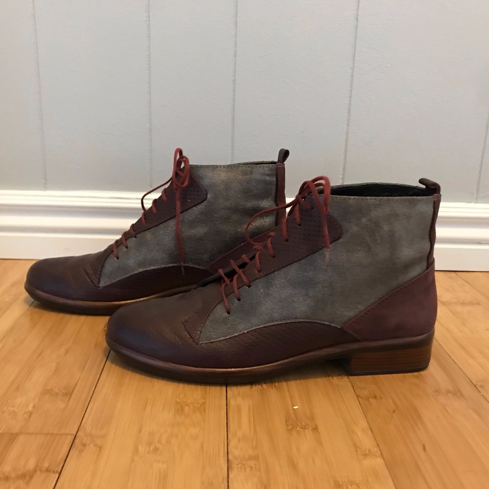 Naot Silver and Maroon Ankle Boots Size 39